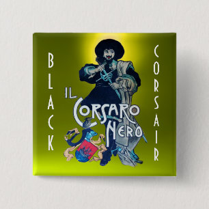 Bóton Quadrado 5.08cm O amarelo PRETO da gema do CORSÁRIO