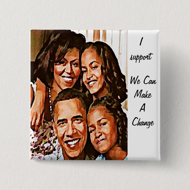 Bóton Quadrado 5.08cm O Amor de Obama_ (Frente)