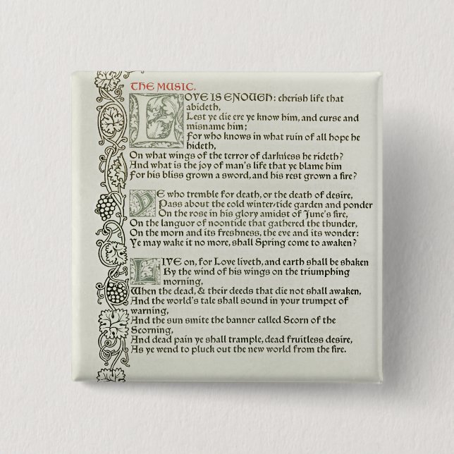 Bóton Quadrado 5.08cm O amor é bastante, 1897 (Frente)