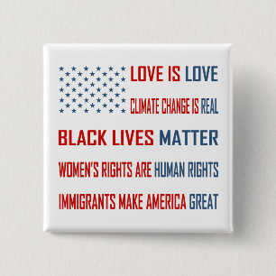 Bóton Quadrado 5.08cm O amor é botão do quadrado do amor