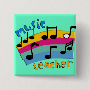 Bóton Quadrado 5.08cm O arco-íris do professor de música nota presente