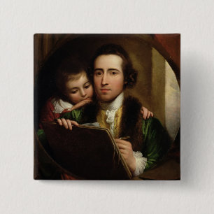 Bóton Quadrado 5.08cm O artista e seu Raphael do filho, c.1773 (o óleo