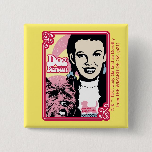 Bóton Quadrado 5.08cm O Assistente De Oz™ | Dorothy™ & Toto™ - Cães (Frente)