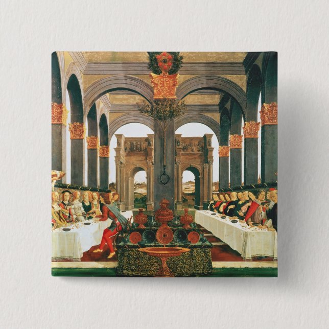 Bóton Quadrado 5.08cm O banquete do casamento (Frente)