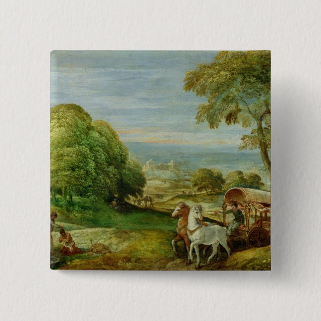 Bóton Quadrado 5.08cm O baptismo do Eunuch etíope (Frente)