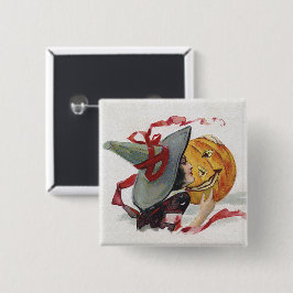 Bóton Quadrado 5.08cm O Beijo da Bruxa: um Jack o Lantern no Halloween