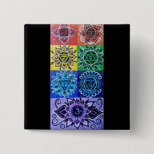 Bóton Quadrado 5.08cm O botão Chakras 7