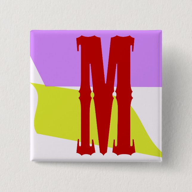 Bóton Quadrado 5.08cm O botão quadrado da letra M (Frente)