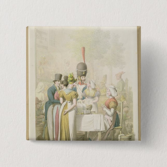 Bóton Quadrado 5.08cm O bulevar du Templo, 'do quadro de (Frente)