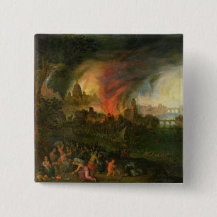 Bóton Quadrado 5.08cm O Burning de Troy (óleo no cobre)