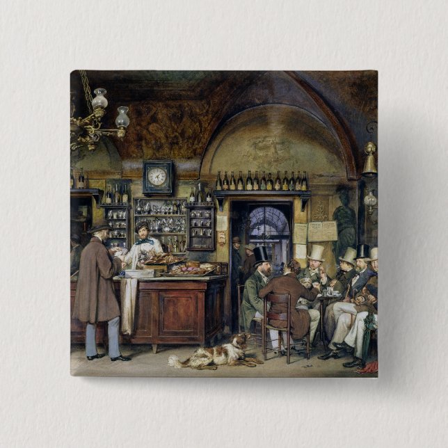 Bóton Quadrado 5.08cm O café em Roma, 1856 (Frente)