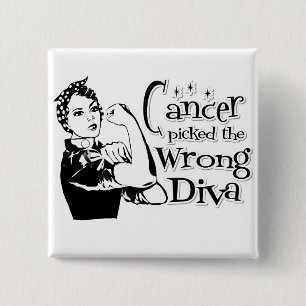Bóton Quadrado 5.08cm O cancer Carcinoid escolheu a diva errada