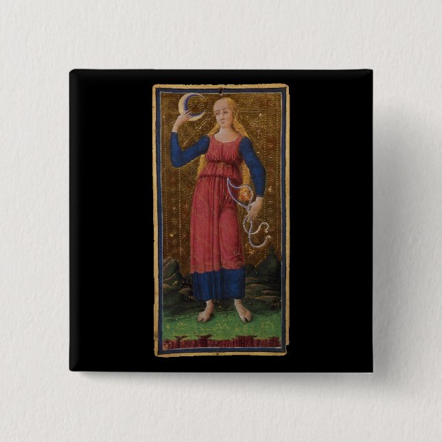 Bóton Quadrado 5.08cm O cartão de Tarot da lua (Frente)