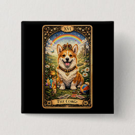 Bóton Quadrado 5.08cm O Cartão de Tarot do Corgi