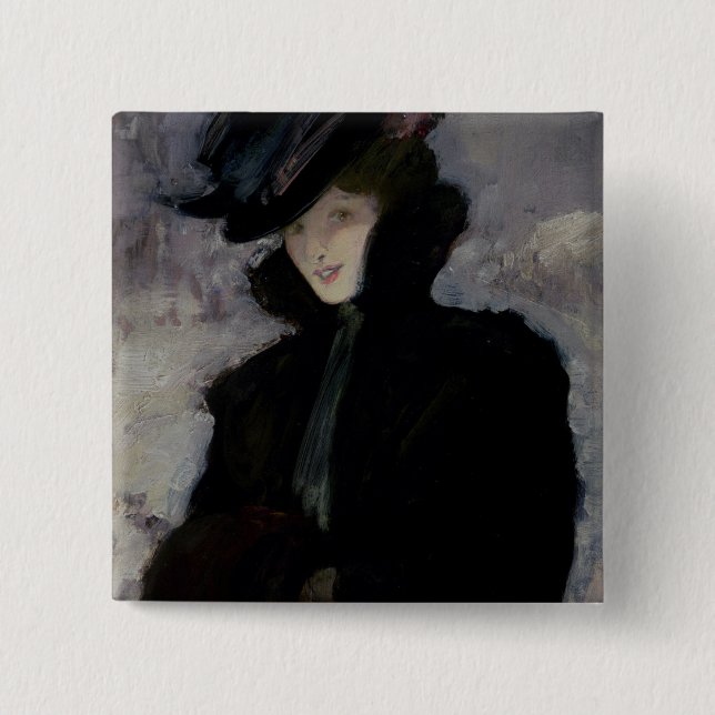 Bóton Quadrado 5.08cm O casaco de pele (Frente)