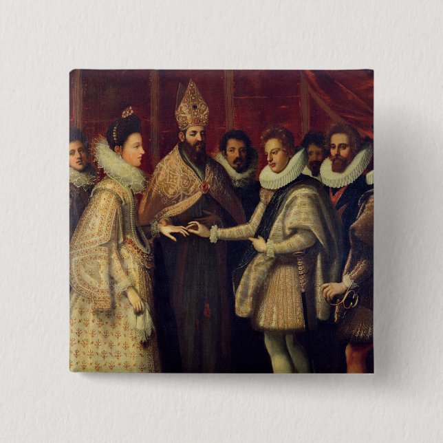 Bóton Quadrado 5.08cm O casamento de Catherine de Medici (Frente)