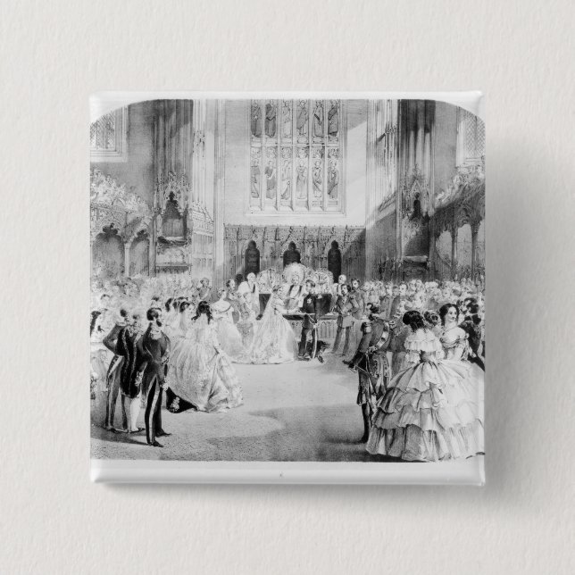 Bóton Quadrado 5.08cm O casamento de Victoria (Frente)