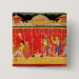 Bóton Quadrado 5.08cm O casamento dos pais de Krishna, de uma dispersão