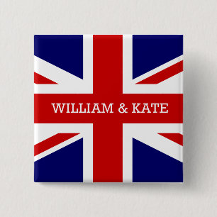 Bóton Quadrado 5.08cm O casamento real - William & Kate