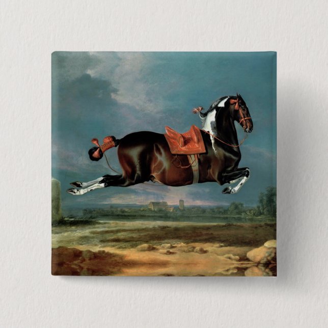 Bóton Quadrado 5.08cm O Cavalo Piebaldo "Ceheroína", Monograma em Criaçã (Frente)