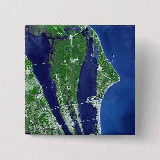 Bóton Quadrado 5.08cm O Centro Espacial John F Kennedy (Frente)