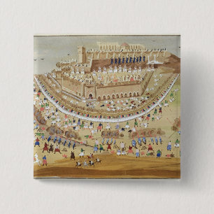 Bóton Quadrado 5.08cm O cerco de Atenas em 1827, do pictórico olá!