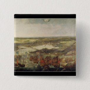 Bóton Quadrado 5.08cm O cerco de La Rochelle em 1628