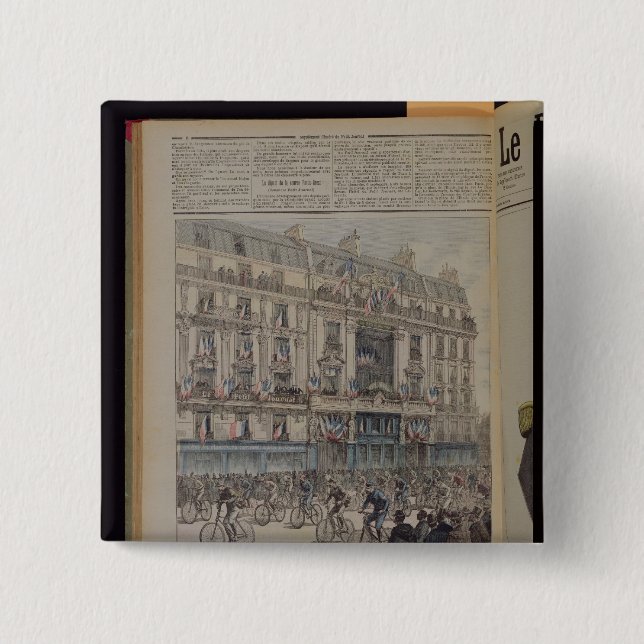 Bóton Quadrado 5.08cm O começo da raça de bicicleta de Paris-Bresta (Frente)