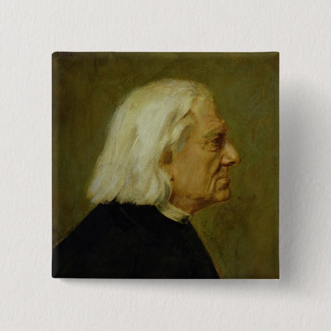Bóton Quadrado 5.08cm O compositor Franz Liszt, 1884 (Frente)