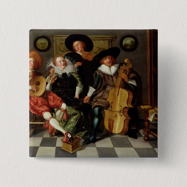 Bóton Quadrado 5.08cm O concerto (óleo no painel) (Frente)
