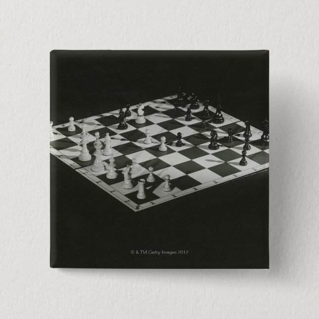 Bóton Quadrado 5.08cm O conselho de xadrez (Frente)
