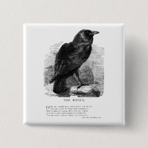 Bóton Quadrado 5.08cm O corvo pelo ponto de entrada de Edgar Allen