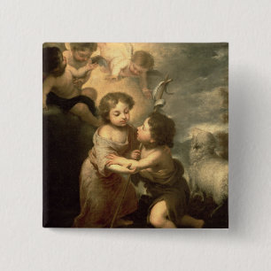 Bóton Quadrado 5.08cm O cristo e o John The Baptist das crianças