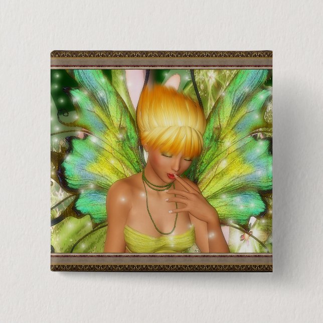 Bóton Quadrado 5.08cm O divertimento de um país das fadas (Frente)