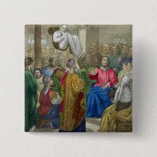 Bóton Quadrado 5.08cm O doente da paralisia trouxe ao cristo em seu Fri