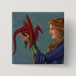 Bóton Quadrado 5.08cm O dragão vermelho novo