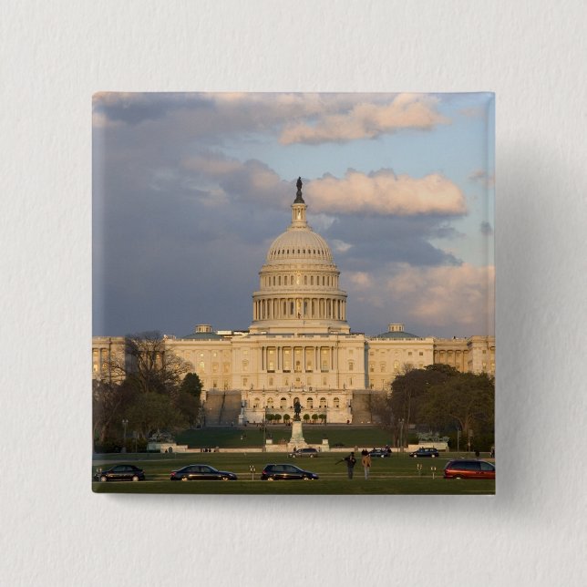 Bóton Quadrado 5.08cm O edifício do Capitólio dos Estados Unidos em (Frente)