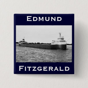 Bóton Quadrado 5.08cm O Edmund Fitzgerald no rio do St. Clair