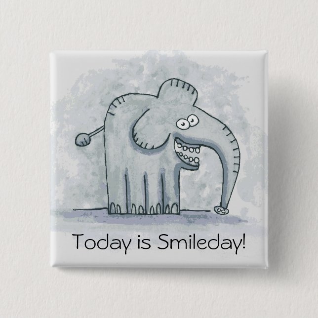 Bóton Quadrado 5.08cm O elefante inspirador engraçado é hoje Smileday (Frente)