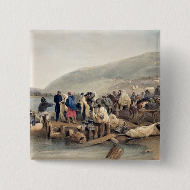 Bóton Quadrado 5.08cm O embarque do doente em Balaklava (Frente)