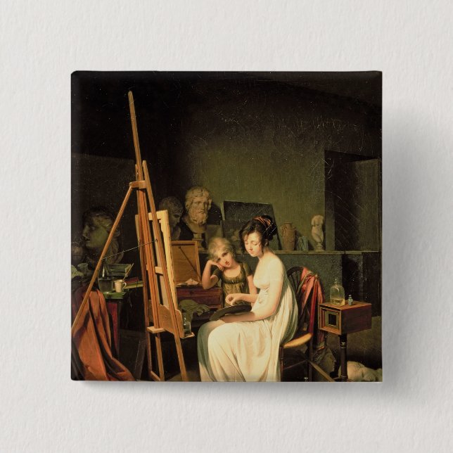 Bóton Quadrado 5.08cm O estúdio do artista (Frente)