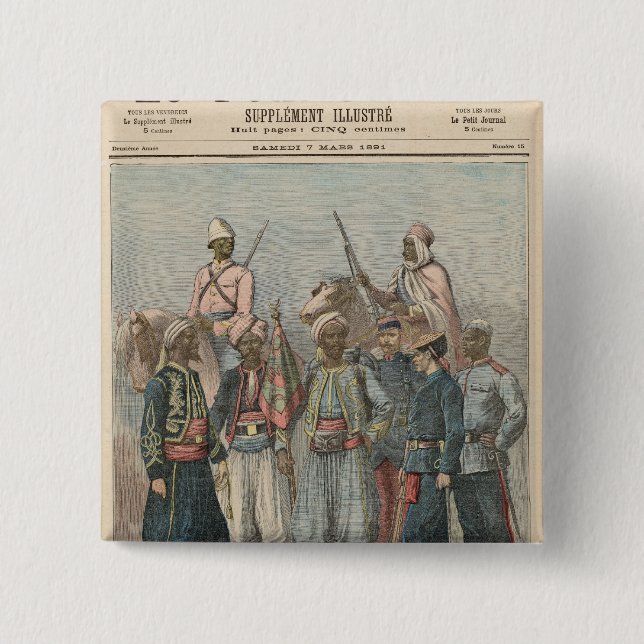 Bóton Quadrado 5.08cm O exército colonial (Frente)