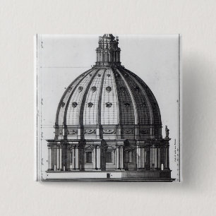 Bóton Quadrado 5.08cm O exterior da abóbada de St Peter, Roma