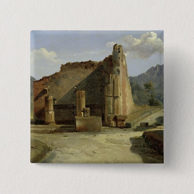 Bóton Quadrado 5.08cm O fórum de Pompeii (Frente)