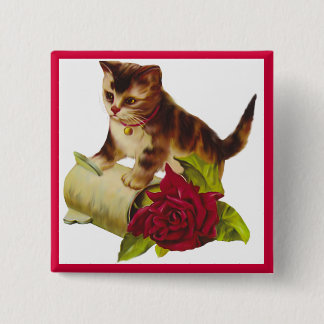 Bóton Quadrado 5.08cm O gatinho e aumentou