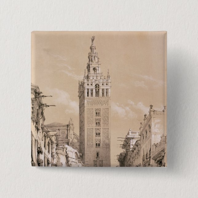 Bóton Quadrado 5.08cm O Giralda, Sevilha (Frente)