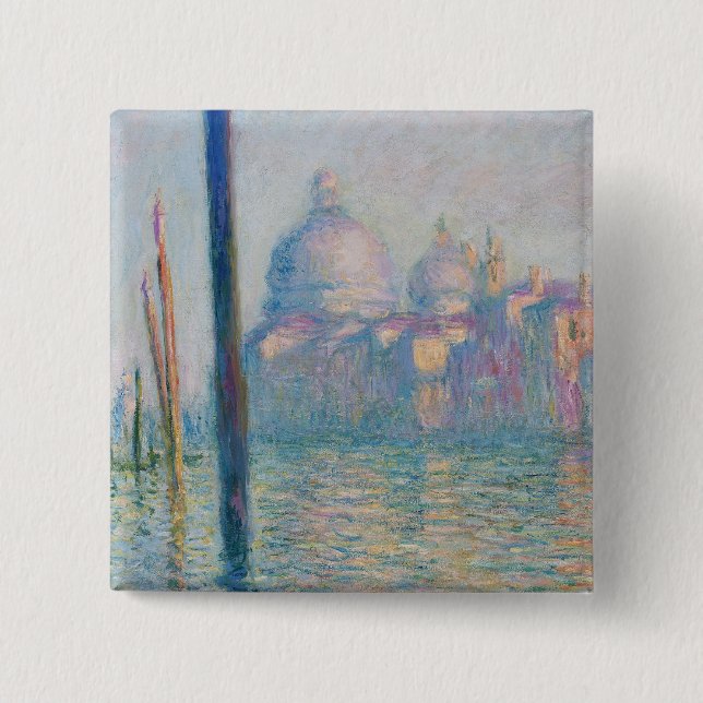 Bóton Quadrado 5.08cm O Grande Canal de Claude Monet (Frente)