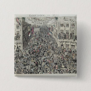 Bóton Quadrado 5.08cm O grande Exhibiton de Mayhew, Londres, 1851