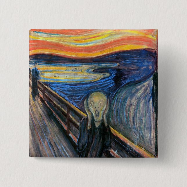 Bóton Quadrado 5.08cm O gritar por Edvard Munch (Frente)
