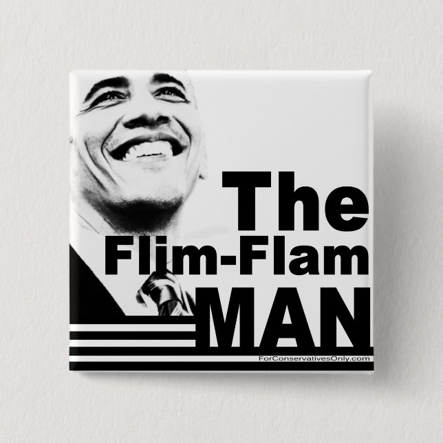 Bóton Quadrado 5.08cm O homem de Flim Flam (Frente)